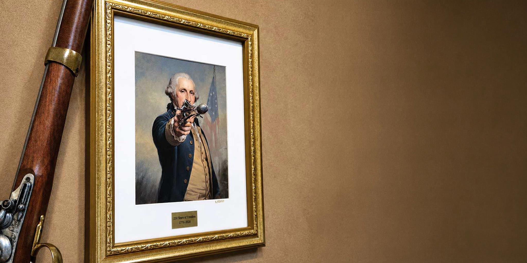 “250 Years of Freedom" - Limited Edition George Washington Musket Ball Framed Art
