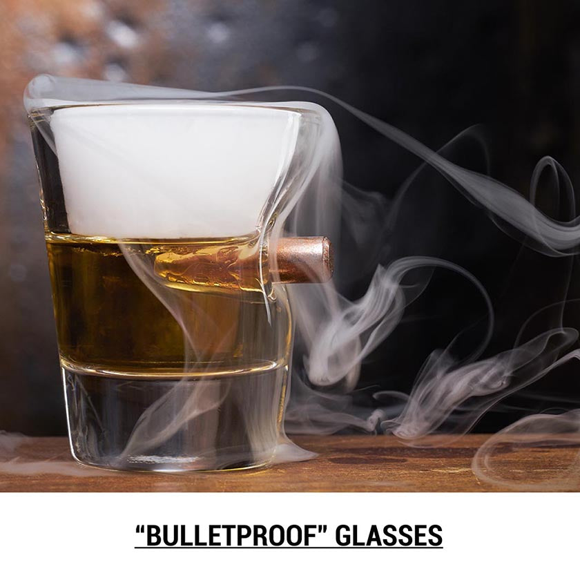 Been shot Bullet Rocks Glass with Reusable Bullet Ice Cubes Whiskey Scotch  Hunt