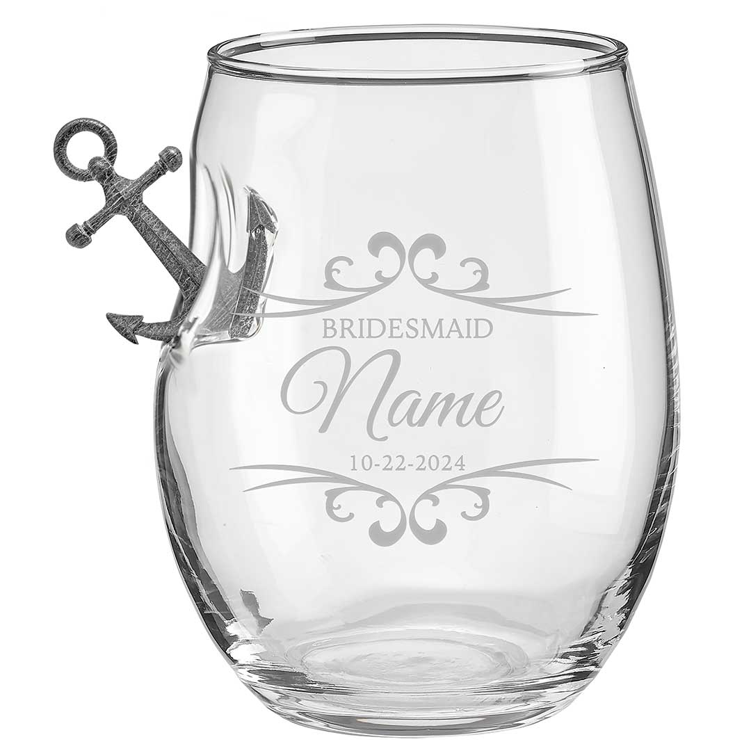 Custom Wine Glasses for Bridal Party, Wedding Favor for Bridesmaids, Personalized Wine Glasses Wedding, Personalised Wedding 2024 Gift, Set of 5