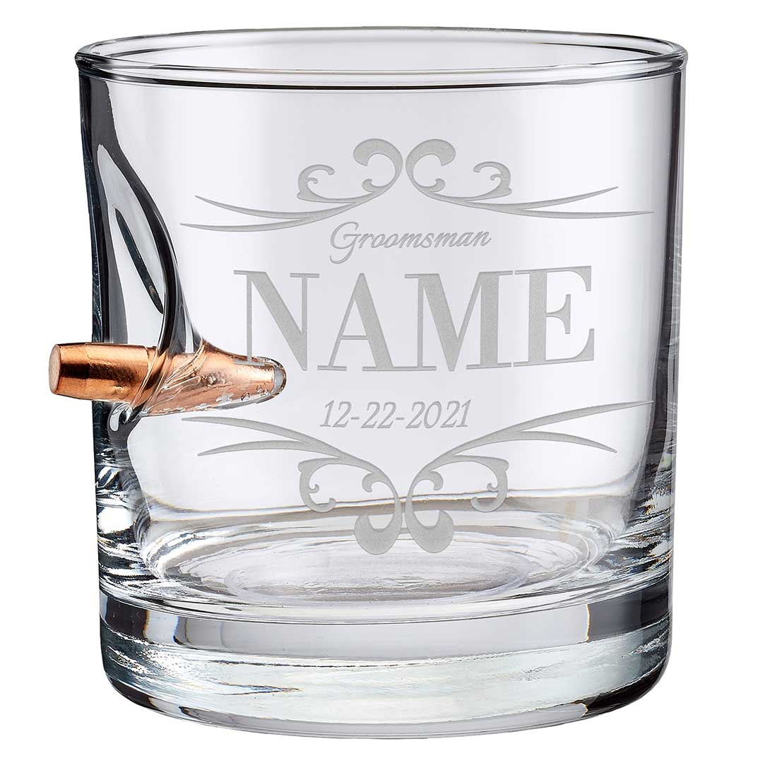 Skull and Cross Bones Groomsman Shot Glass Gifts, Set selling of 4 Shot Glasses (M85shot4)